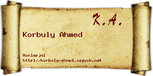 Korbuly Ahmed névjegykártya